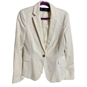 ZARA Off White Blazer Textured Jacquard Size M, Made in Spain